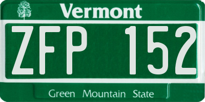 VT license plate ZFP152