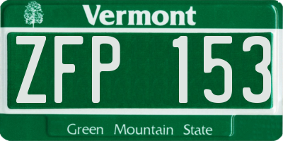 VT license plate ZFP153