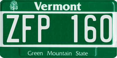 VT license plate ZFP160