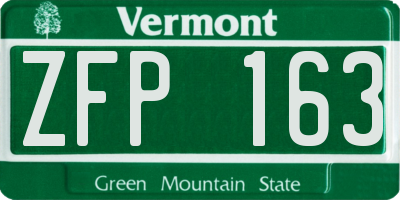 VT license plate ZFP163