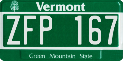 VT license plate ZFP167