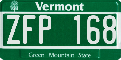 VT license plate ZFP168