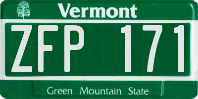 VT license plate ZFP171