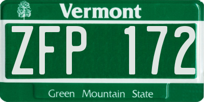VT license plate ZFP172