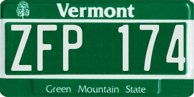 VT license plate ZFP174