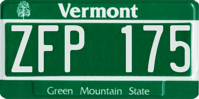 VT license plate ZFP175