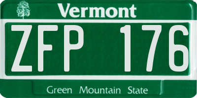 VT license plate ZFP176