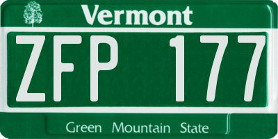 VT license plate ZFP177