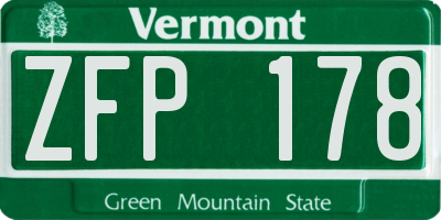 VT license plate ZFP178