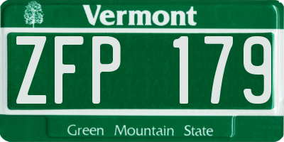 VT license plate ZFP179