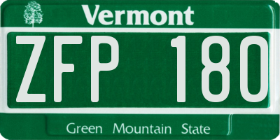 VT license plate ZFP180