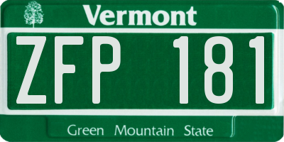 VT license plate ZFP181