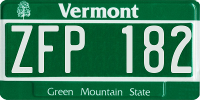 VT license plate ZFP182