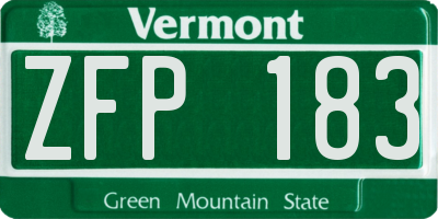 VT license plate ZFP183
