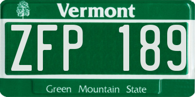 VT license plate ZFP189