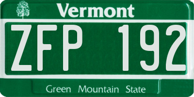 VT license plate ZFP192