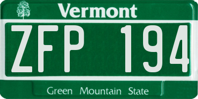 VT license plate ZFP194
