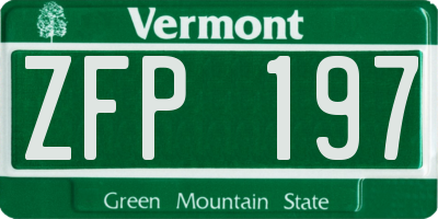 VT license plate ZFP197