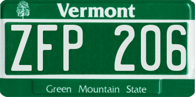 VT license plate ZFP206