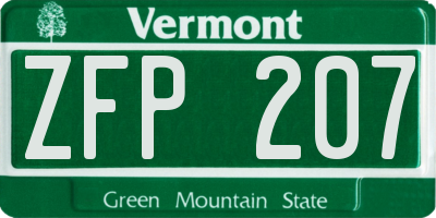 VT license plate ZFP207