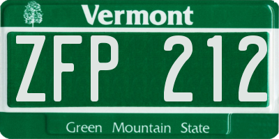 VT license plate ZFP212