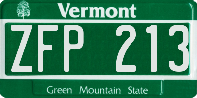 VT license plate ZFP213
