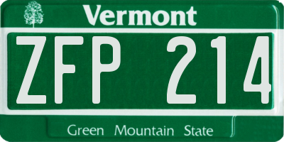 VT license plate ZFP214
