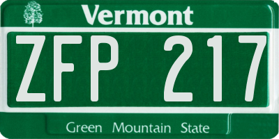 VT license plate ZFP217