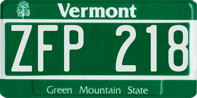 VT license plate ZFP218