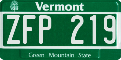 VT license plate ZFP219
