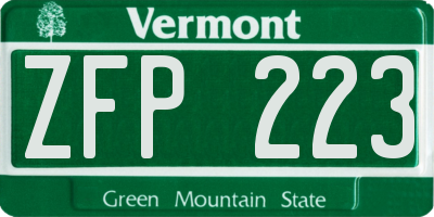 VT license plate ZFP223