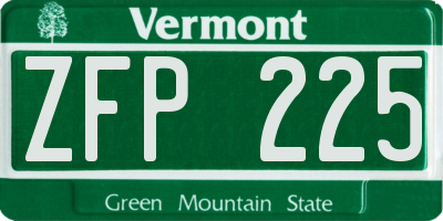 VT license plate ZFP225
