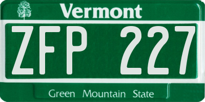 VT license plate ZFP227