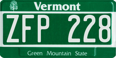 VT license plate ZFP228