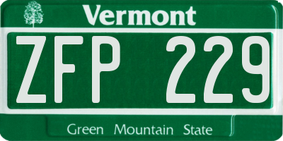 VT license plate ZFP229