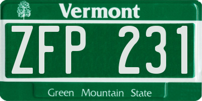 VT license plate ZFP231