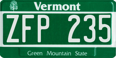 VT license plate ZFP235