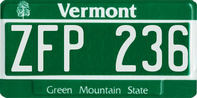 VT license plate ZFP236