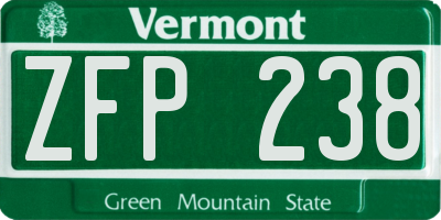 VT license plate ZFP238
