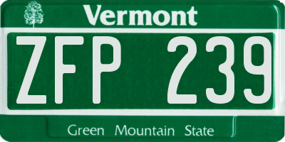 VT license plate ZFP239