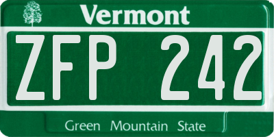 VT license plate ZFP242