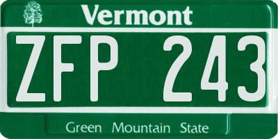VT license plate ZFP243