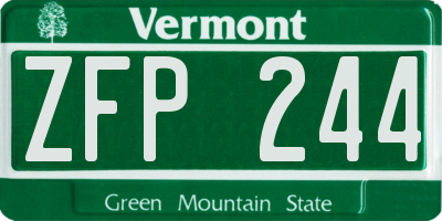VT license plate ZFP244