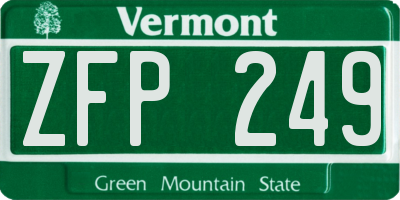 VT license plate ZFP249