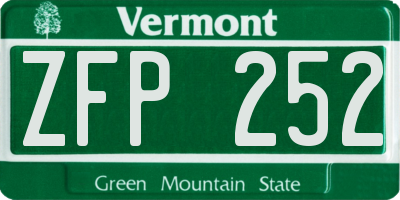 VT license plate ZFP252