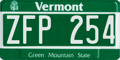 VT license plate ZFP254