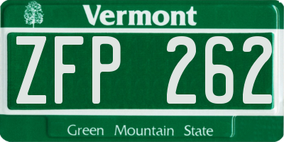 VT license plate ZFP262