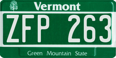 VT license plate ZFP263