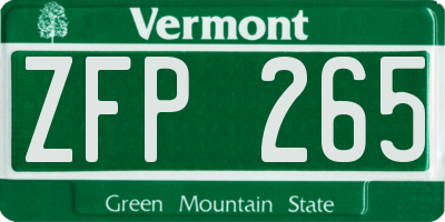 VT license plate ZFP265