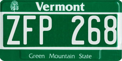 VT license plate ZFP268
